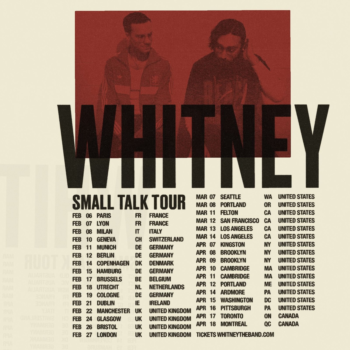 Whitney Small Talk UK/EU Tour Poster 2026